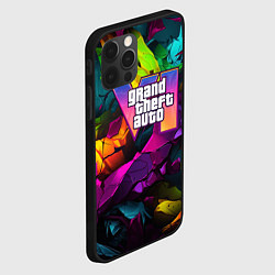 Чехол для iPhone 12 Pro Max Gta лого камуфляж яркий неоновый, цвет: 3D-черный — фото 2