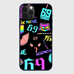 Чехол для iPhone 12 Pro Max 6ix9ine logo rap bend, цвет: 3D-черный