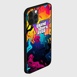Чехол для iPhone 12 Pro Max GTA 6 logo яркий неоновый камуфляжный стиль, цвет: 3D-черный — фото 2