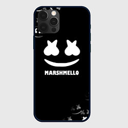 Чехол для iPhone 12 Pro Max Marshmello белое лого, цвет: 3D-черный