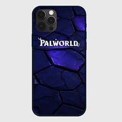 Чехол для iPhone 12 Pro Max Palworld логотип темные синие разломы плит, цвет: 3D-черный