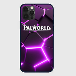 Чехол для iPhone 12 Pro Max Palworld логотип разлом фиолетовых плит, цвет: 3D-черный