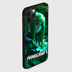 Чехол для iPhone 12 Pro Max Minecraft девушка зеленый мир, цвет: 3D-черный — фото 2