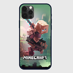 Чехол для iPhone 12 Pro Max Персонаж Minecraft ниндзя в прыжке, цвет: 3D-черный