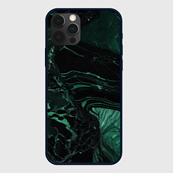 Чехол iPhone 12 Pro Max Черно-зеленый мрамор