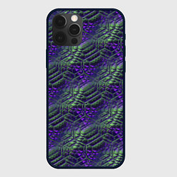 Чехол для iPhone 12 Pro Max Фиолетово-зеленые ромбики, цвет: 3D-черный