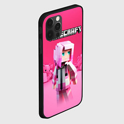 Чехол для iPhone 12 Pro Max Minecraft персонаж розовый фон, цвет: 3D-черный — фото 2