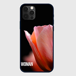 Чехол iPhone 12 Pro Max Тюльпан на чёрном - woman