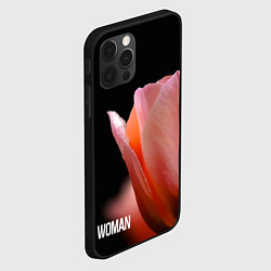 Чехол для iPhone 12 Pro Max Тюльпан на чёрном - woman, цвет: 3D-черный — фото 2