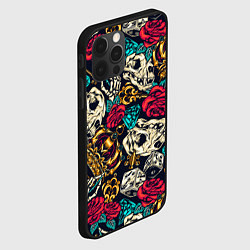 Чехол для iPhone 12 Pro Max Tattoo dice skull, цвет: 3D-черный — фото 2