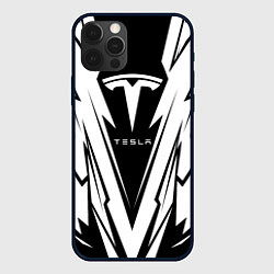 Чехол для iPhone 12 Pro Max Tesla - black and white, цвет: 3D-черный