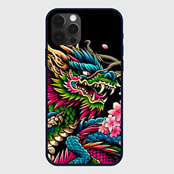 Чехол для iPhone 12 Pro Max Irezumi - Japanese dragon ai art, цвет: 3D-черный