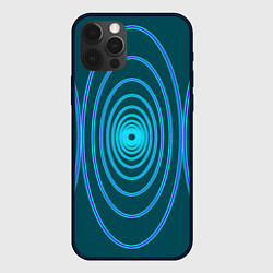 Чехол для iPhone 12 Pro Max Неоновые овалы на зеленом фоне, цвет: 3D-черный