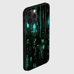 Чехол для iPhone 12 Pro Max Киберпанк светящиеся голубые элементы, цвет: 3D-черный — фото 2