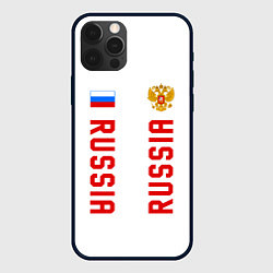 Чехол для iPhone 12 Pro Max Россия три полоски на белом фоне, цвет: 3D-черный