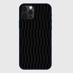 Чехол для iPhone 12 Pro Max Чёрный с серыми полосками, цвет: 3D-черный
