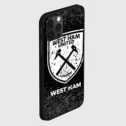 Чехол для iPhone 12 Pro Max West Ham с потертостями на темном фоне, цвет: 3D-черный — фото 2