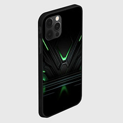Чехол для iPhone 12 Pro Max Футуристическая абстракция с зеленым неоновым свет, цвет: 3D-черный — фото 2
