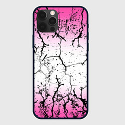 Чехол для iPhone 12 Pro Max Текстура чёрных трещин на розовом переливе, цвет: 3D-черный