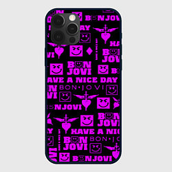 Чехол для iPhone 12 Pro Max Bon Jovi neon pink rock, цвет: 3D-черный