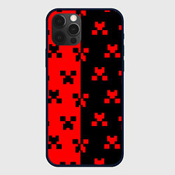 Чехол для iPhone 12 Pro Max Minecraft creeper logo, цвет: 3D-черный