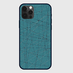 Чехол для iPhone 12 Pro Max Абстракция порезы бирюзовый, цвет: 3D-черный