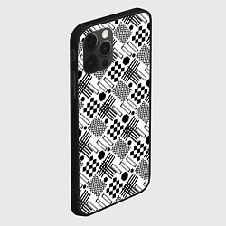 Чехол для iPhone 12 Pro Max Современный черно белый геометрический узор, цвет: 3D-черный — фото 2
