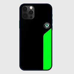 Чехол для iPhone 12 Pro Max Skoda pattern sport green, цвет: 3D-черный