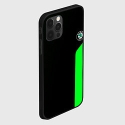 Чехол для iPhone 12 Pro Max Skoda pattern sport green, цвет: 3D-черный — фото 2