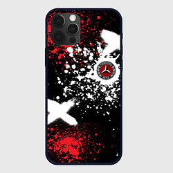 Чехол для iPhone 12 Pro Max Мерседес на фоне граффити и брызг красок, цвет: 3D-черный