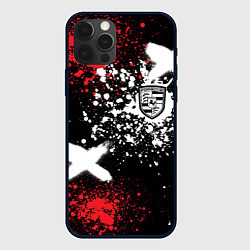 Чехол для iPhone 12 Pro Max Логотип Порше на фоне граффити и брызг красок, цвет: 3D-черный