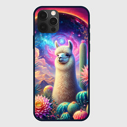 Чехол для iPhone 12 Pro Max Альпака в кактусах и портал, цвет: 3D-черный
