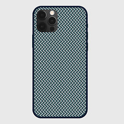Чехол для iPhone 12 Pro Max Треугольные полосы бело-бирюзовый, цвет: 3D-черный