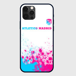 Чехол для iPhone 12 Pro Max Atletico Madrid neon gradient style посередине, цвет: 3D-черный
