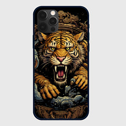Чехол для iPhone 12 Pro Max Тигр в стойке тайский бокс, цвет: 3D-черный