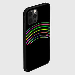 Чехол для iPhone 12 Pro Max Радужные линии, цвет: 3D-черный — фото 2