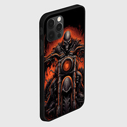 Чехол для iPhone 12 Pro Max Скелет из ада едет на старом мотоцикле, цвет: 3D-черный — фото 2