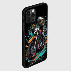 Чехол для iPhone 12 Pro Max Ретро-мотоцикл старый арт, цвет: 3D-черный — фото 2