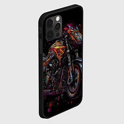 Чехол для iPhone 12 Pro Max Темный мотоцикл на черном фоне, цвет: 3D-черный — фото 2