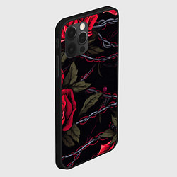 Чехол для iPhone 12 Pro Max Череп и красные розы, цвет: 3D-черный — фото 2