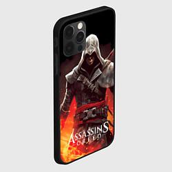 Чехол для iPhone 12 Pro Max Assassins creed огненный фон вокруг, цвет: 3D-черный — фото 2