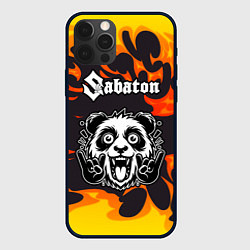 Чехол для iPhone 12 Pro Max Sabaton рок панда и огонь, цвет: 3D-черный