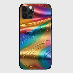 Чехол для iPhone 12 Pro Max Жидкий радужный металл, цвет: 3D-черный