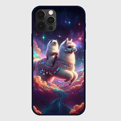 Чехол для iPhone 12 Pro Max Космос и кот едет верхом на альпаке, цвет: 3D-черный