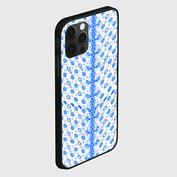 Чехол для iPhone 12 Pro Max Синие киберпанк ячейки на белом фоне, цвет: 3D-черный — фото 2