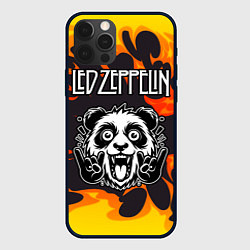 Чехол для iPhone 12 Pro Max Led Zeppelin рок панда и огонь, цвет: 3D-черный