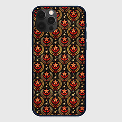 Чехол для iPhone 12 Pro Max Паттерн СССР черный фон, цвет: 3D-черный