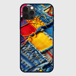 Чехол для iPhone 12 Pro Max Colorful denim patchwork - ai art, цвет: 3D-черный