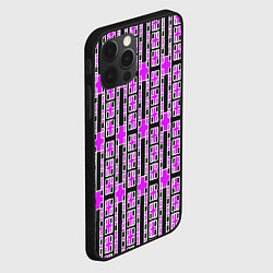 Чехол для iPhone 12 Pro Max Розовые и чёрные кирпичики на чёрном фоне, цвет: 3D-черный — фото 2