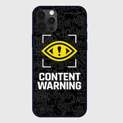 Чехол для iPhone 12 Pro Max Content Warning граффити, цвет: 3D-черный